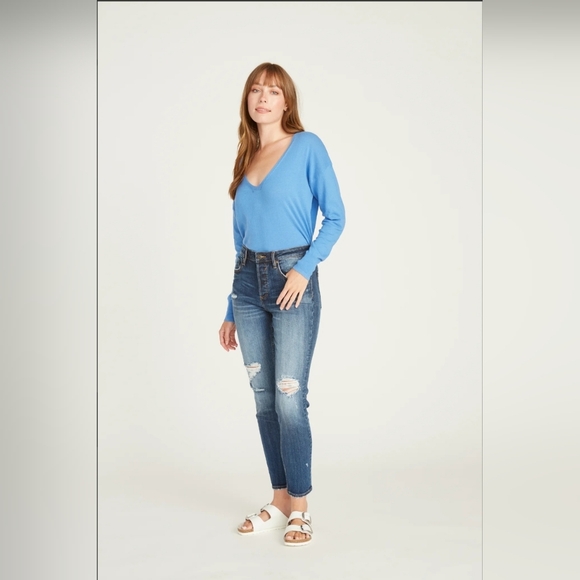 Vigoss FRANKIE SLIM STRAIGHT Crop Jean- DARK WASH Distressed Jean Size 31 New! - Picture 4 of 17